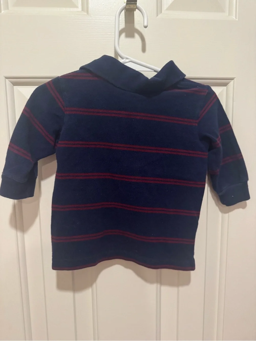 Ralph Lauren Navy Polo with Red Stripes & Yellow Logo
